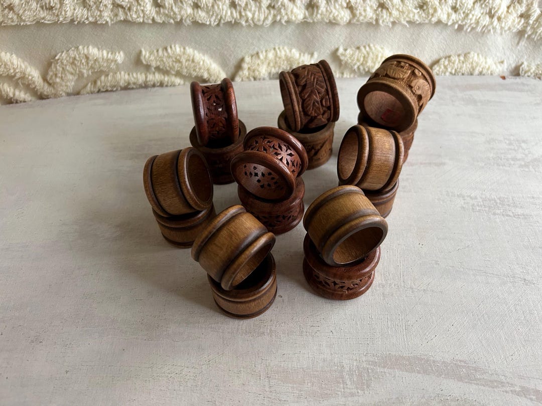 16 Assorted Brown Wood Napkin Rings - Etsy
