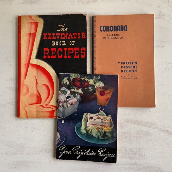 3 Old 1939 Recipe Booklets for Frigidaire, Coronado and Kelvinator Refrigerators