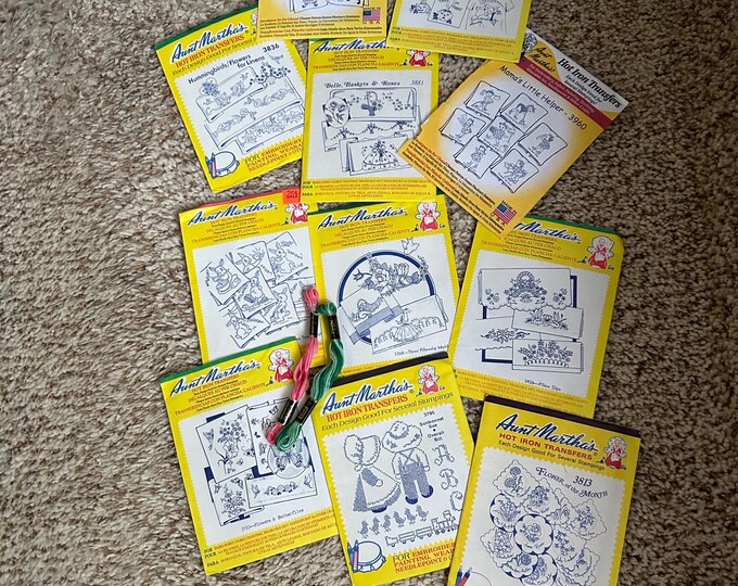 11 Assorted Aunt Martha’s Embroidery Transfer Patterns - Etsy