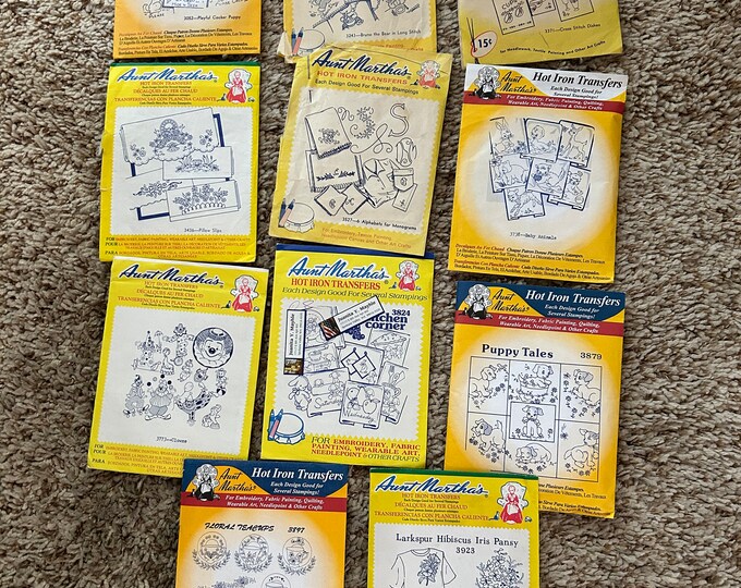 Lot of 11 Aunt Martha Hot Iron Transfer Patterns - Etsy
