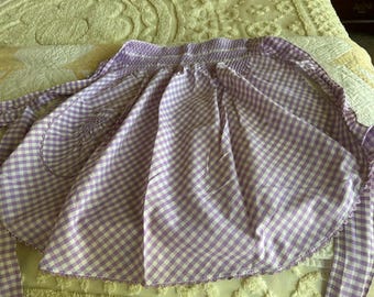 Halve schort lavendel gingham geruit