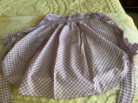 Lavender Gingham Check Half Apron