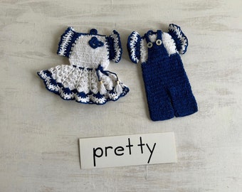 Decorative Blue and White Crochet Little Dress