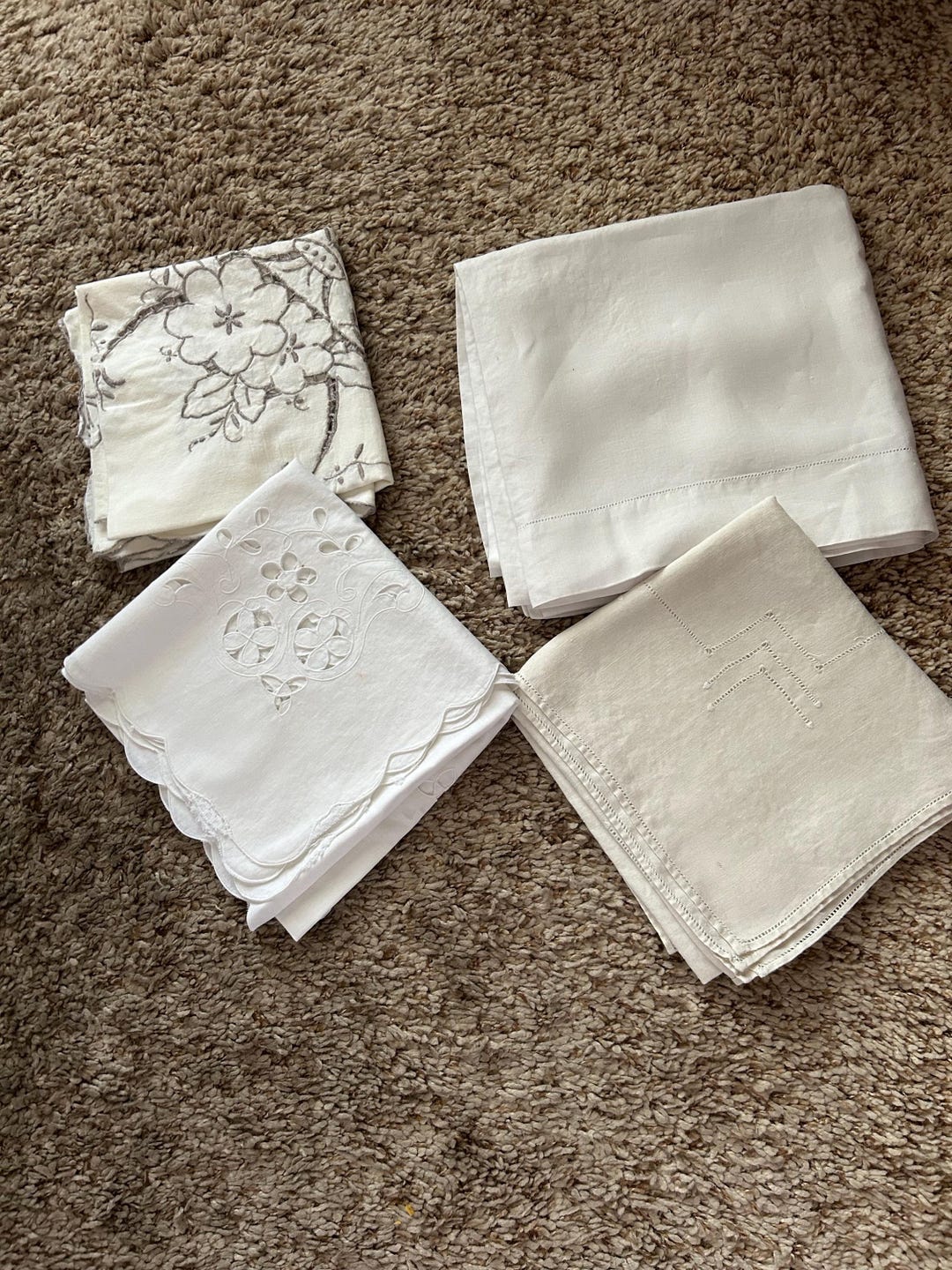 4 Vintage Assorted White Small Tablecloths - Etsy