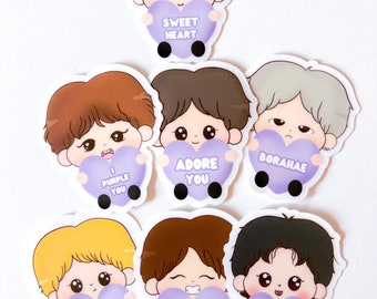 OT7 Borahae Hearts Clear Stickers