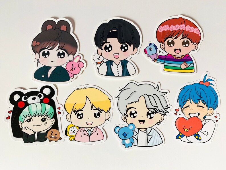 BTS Chibi Stickers | Etsy