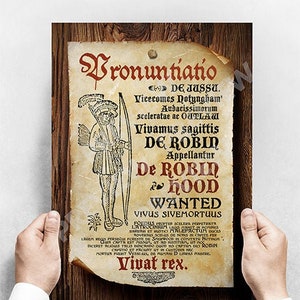Robin Hood WANTED poster print - Latin Text
