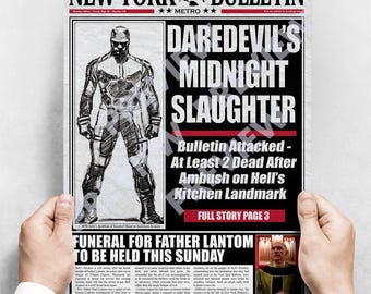 Daredevil Newspaper Poster – New York Bulletin Front Page Art
