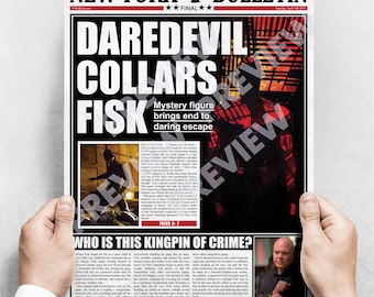 Daredevil Collars Fisk – New York Bulletin Newspaper Poster | Fan Comic Art Print