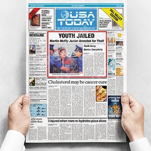Back To The Future - Newspaper USA Today DOUBLE SIDED  Marty / Biff Versions