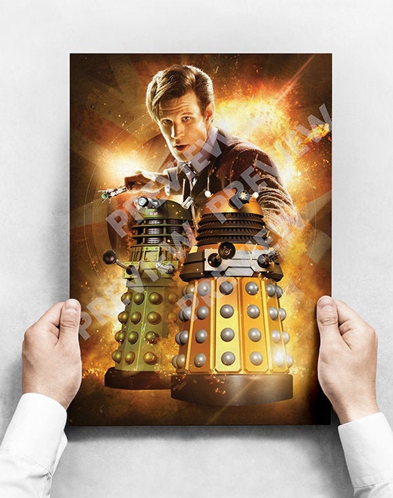 Doctor Who Matt Smith & Daleks Poster Etsy