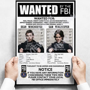 Supernatural  FBI Wanted Poster