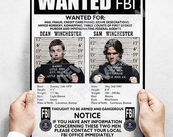Supernatural Wanted Poster – Dean & Sam Winchester Wall Art