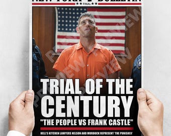 The Punisher Newspaper Print: Trial of The Century - Frank Castle