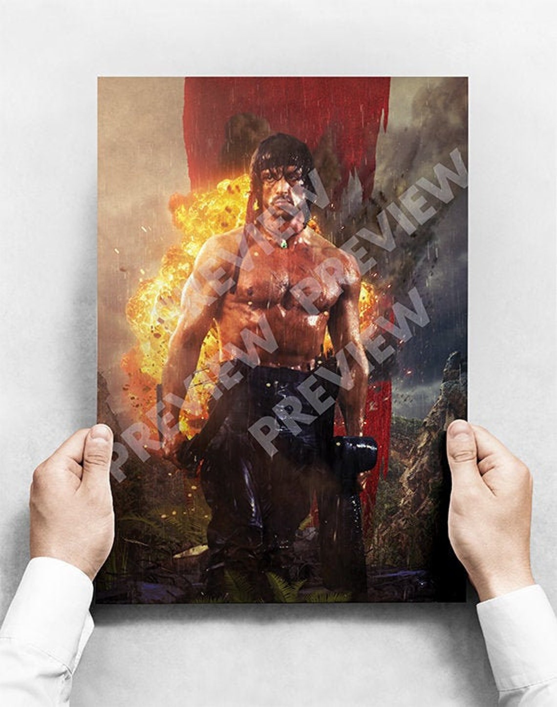 Rambo Green Beret A3 Poster Etsy UK
