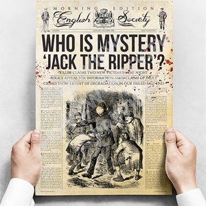 Jack The Ripper Retro Zeitungsstil A3 Poster Druck