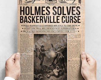 Sherlock Holmes Retro Newspaper - The Hound of the Baskervilles