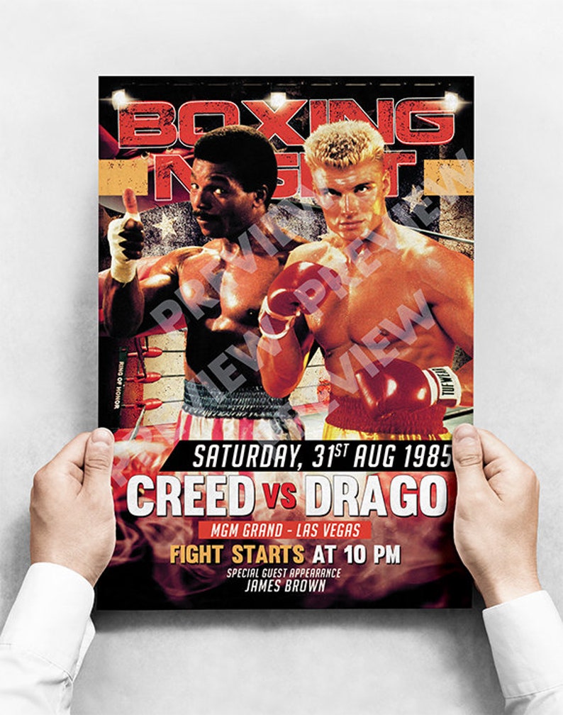 Apollo Creed vs Ivan Drago Rocky IV Faux Boxing Poster | Etsy