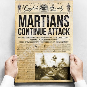 War Of The Worlds Newspaper Poster + FREE War of the Worlds Art Poster