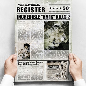 The Incredible Hulk Newspaper Style Poster - Bill Bixby / Lou Ferrigno