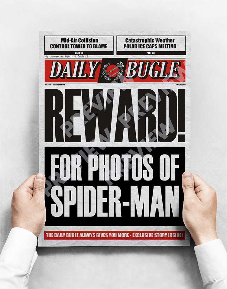 スパイダーマン リワードポスター – デイリービューグル新聞スタイル