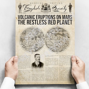 War Of The Worlds Newspaper Poster - Olgivy Watches Mars