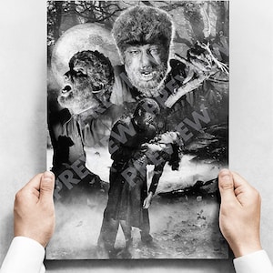 El Hombre Lobo - Póster A3 - Lon Chaney Jr. / Monstruo de terror clásico