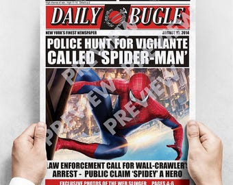 Spider-Man Daily Bugle Newspaper Poster | Marvel Comic Style Wall Art Print A3 Size