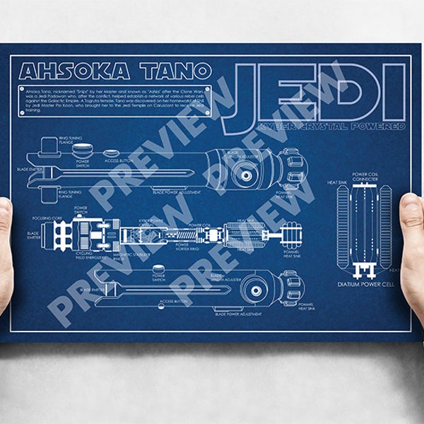 Ahsoka Tano - Lightsaber Blueprint Schematic Single Version