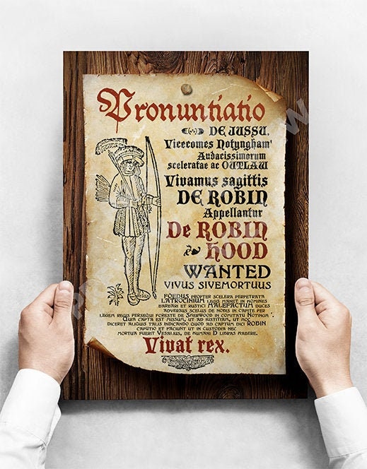 Robin Hood WANTED Poster Print Latin Text - Etsy UK