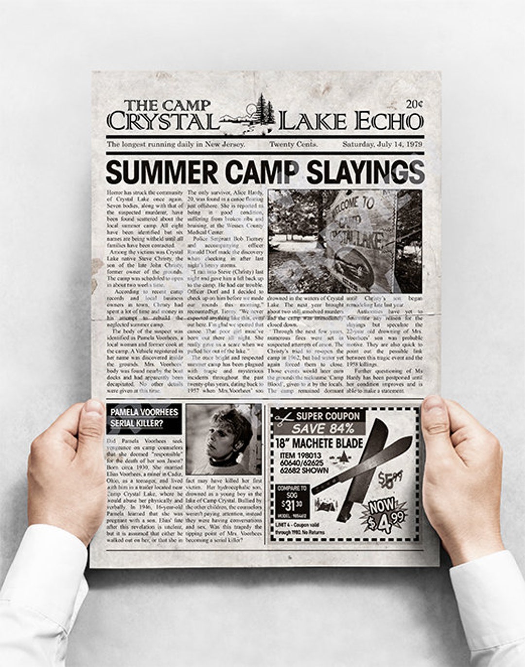 Friday the 13th Camp Crystal Lake Faux Newspaper Etsy