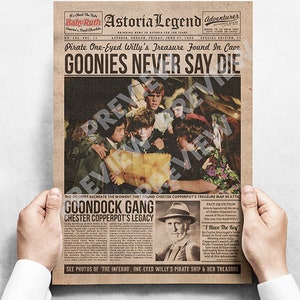 The Goonies Never Say Die - Faux Newspaper