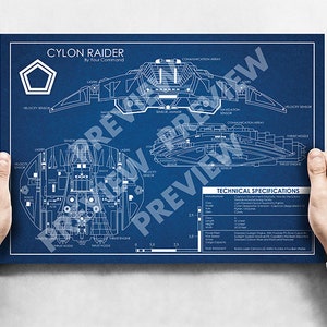 Battlestar Galactica 1978 - Cylon Raider  Blueprint Schematic