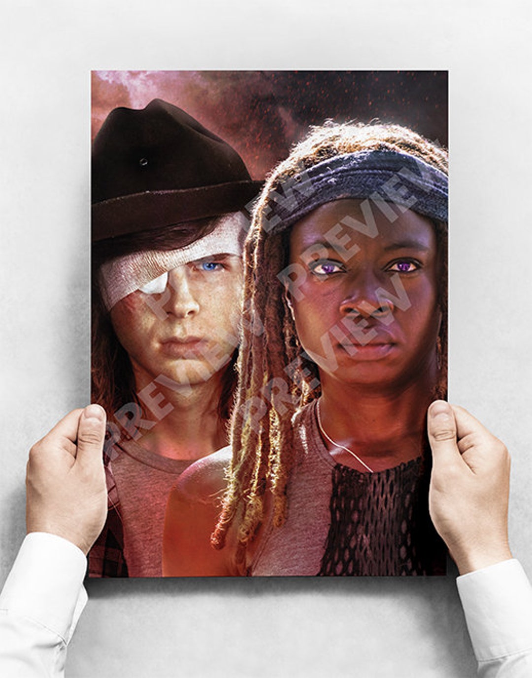 The Walking Dead Carl Grimes Michonne Hawthorne A3 Poster Etsy The Walking Dead Carl Grimes Michonne Hawthorne A3 Poster Etsy