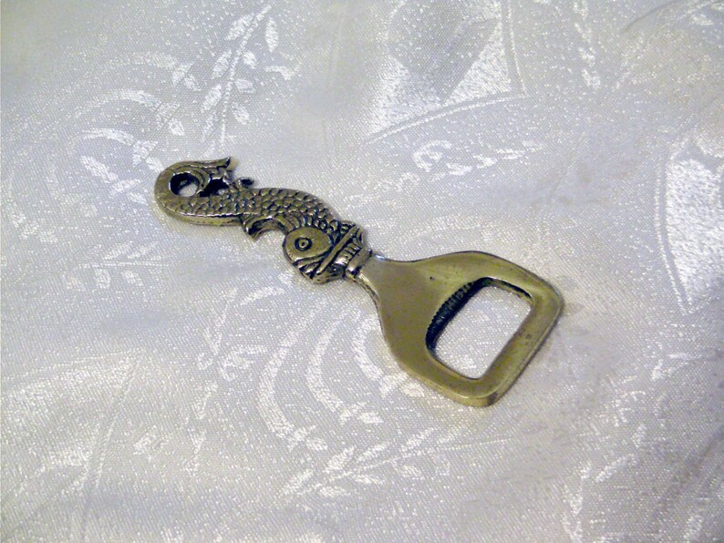 animal art fish figurine bottle opener made of brass unique rare vintage brass fish