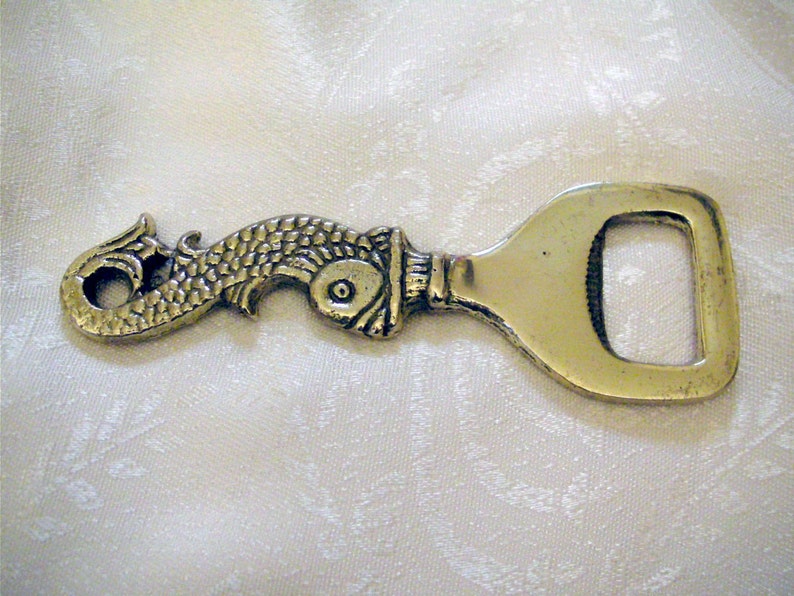 animal art fish figurine bottle opener made of brass unique rare vintage brass fish