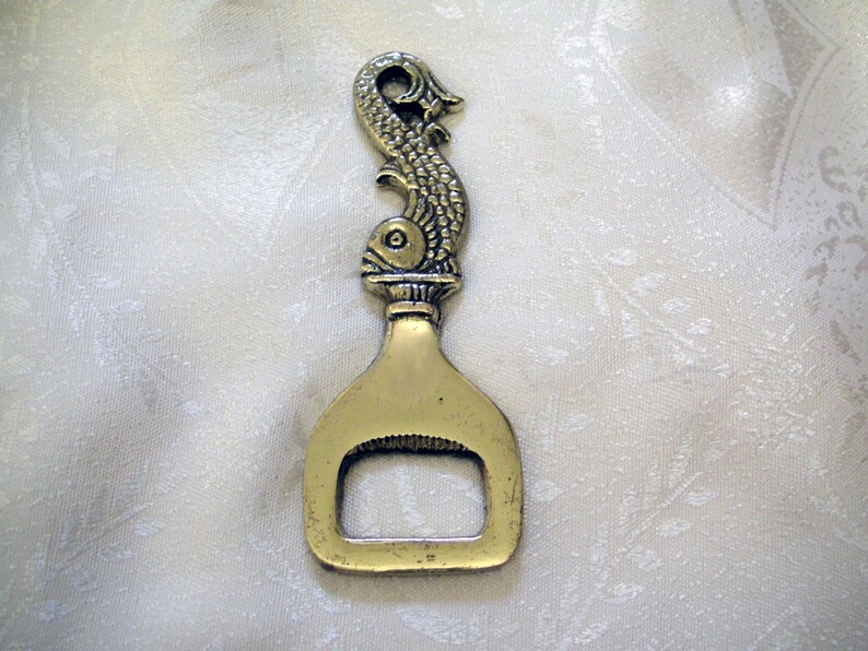 animal art fish figurine bottle opener made of brass unique rare vintage brass fish