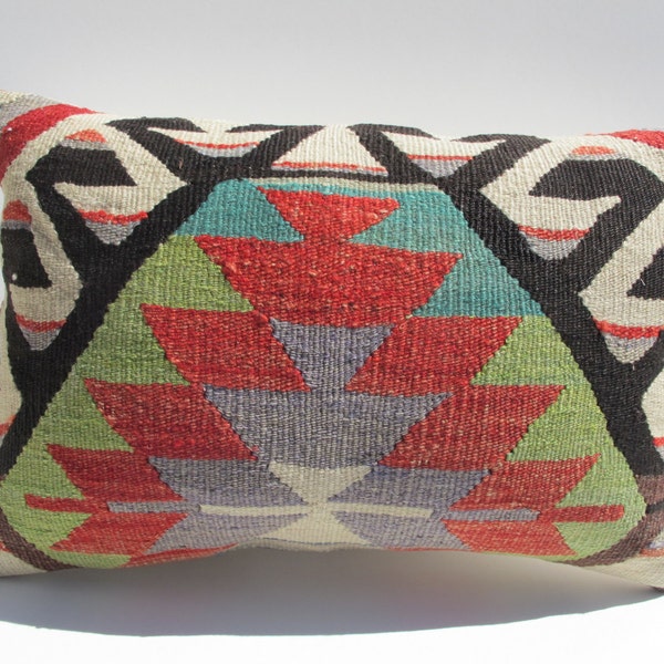 Modern Bohemian Home Decor,Turkish Kilim Pillow Cover 19.6"x13.7"