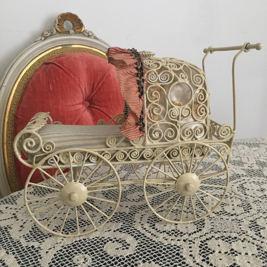 Vintage Doll Carriage Stroller Wirework Wire Work Art Pram Etsy