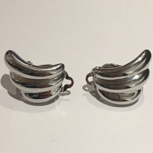 Vintage 1" Vendôme argent boucles d'oreilles clip sur coquillage en métal marron ailes bijoux bijoux