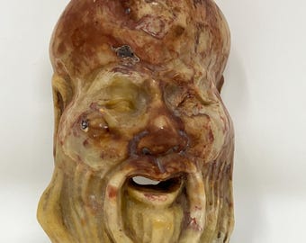 Vintage Jade Chinese Bearded Man Small Sculpture Bust Face