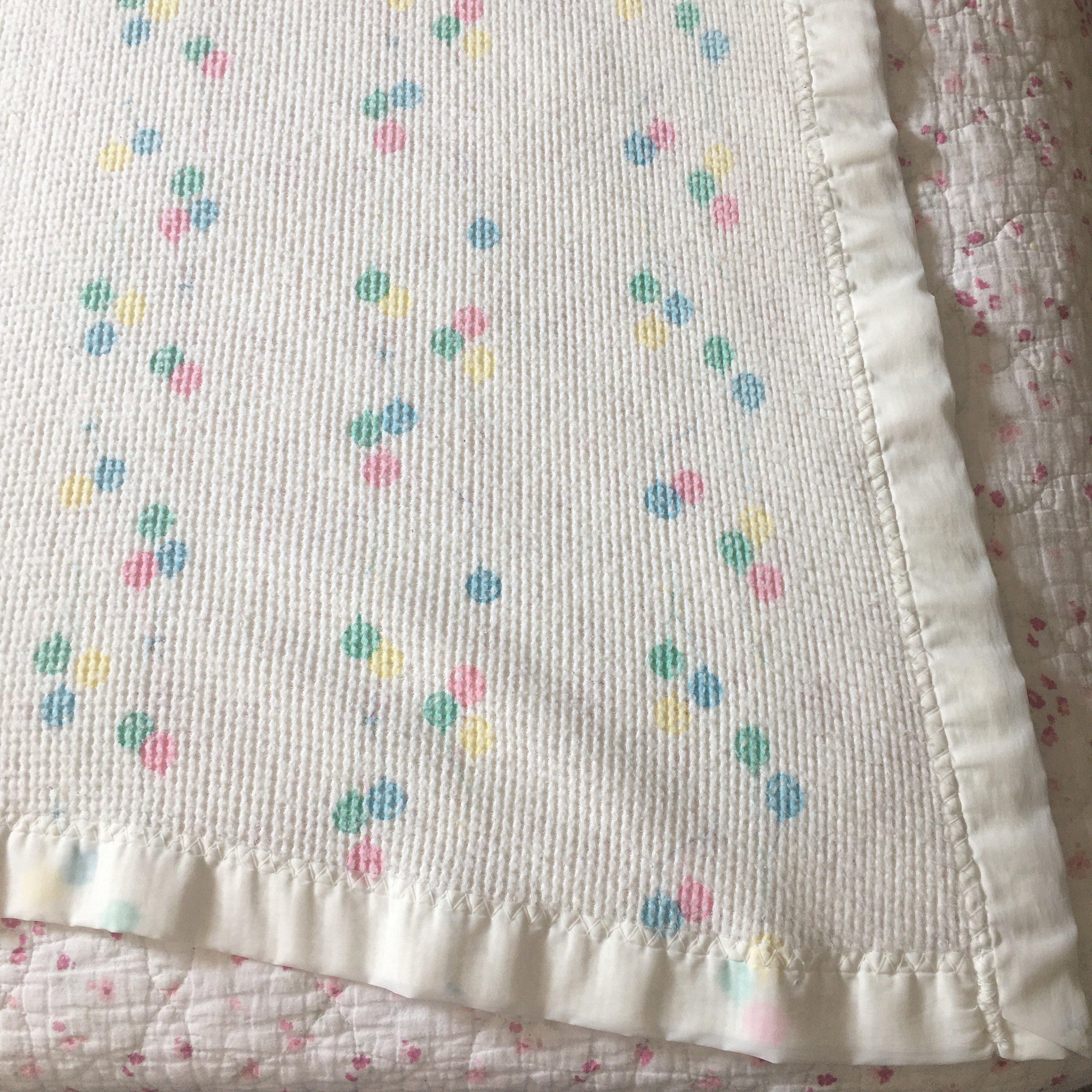 Vintage Baby Morgan Thermal Blanket Waffle Weave Satin Trim - Etsy