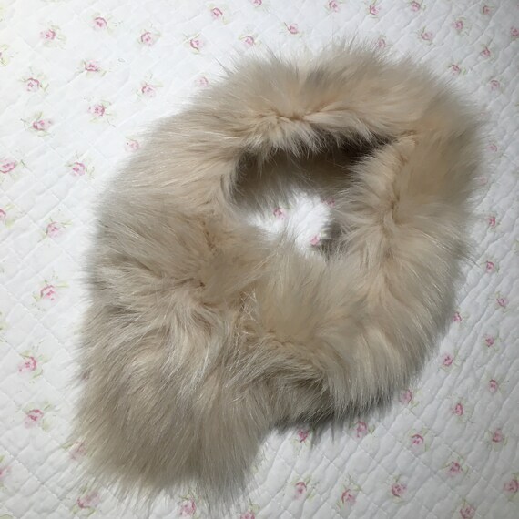 Vintage Real Fox Fur Collar Scarf Stole Velcro