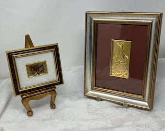 その他 creazioni FOGLIA ORO artistiche ASSISI Vintage Italian 23K Gold Chromolithograph Mini Paintings - Serie