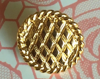 Vintage Authentic Chanel Brass Gold Tone Button 1/2" Button Shank Rope Quilted Replacement Missing Metal