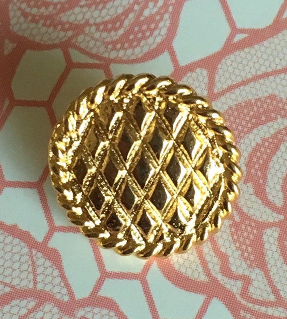 Vintage Authentic Chanel Brass Gold Tone Button 1/