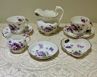 Aynsley Wild Violets Mini Vase and Dish Set, Fine Bone China - Etsy