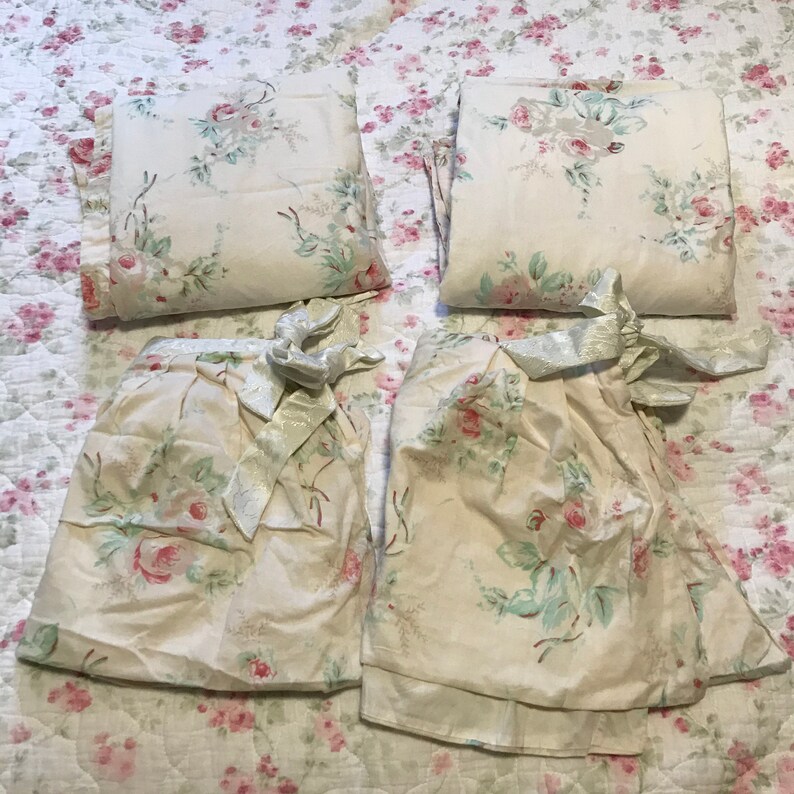 Vintage 74x80 Pair JC Penney Curtains Valance Panel Set Floral Etsy