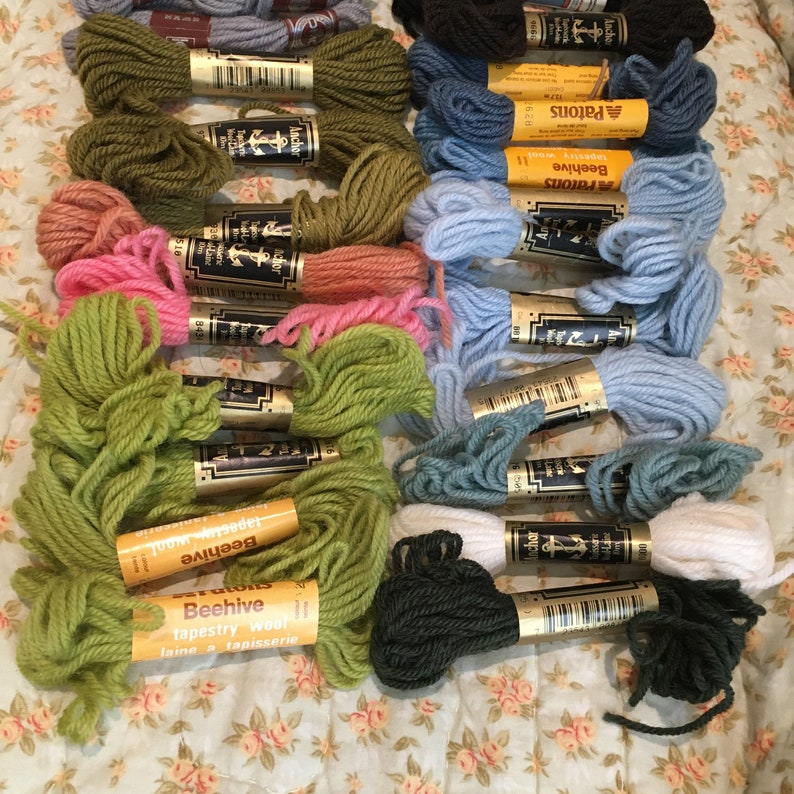 Lot Tapestry Wool Yarn Needlepoint Needlework Skeins Balls a Etsy