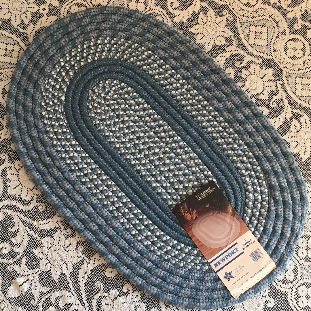 Vintage Homemaker Industries Hand Braided Wedgwood Blue Small 20x30